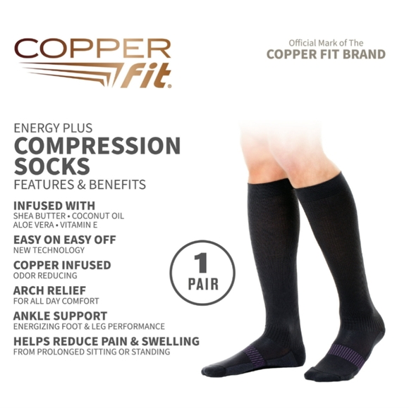 Copper Fit Energy Plus Unisex Compression Socks, Copper Infused, Size S/M, NEW - Picture 5 of 6